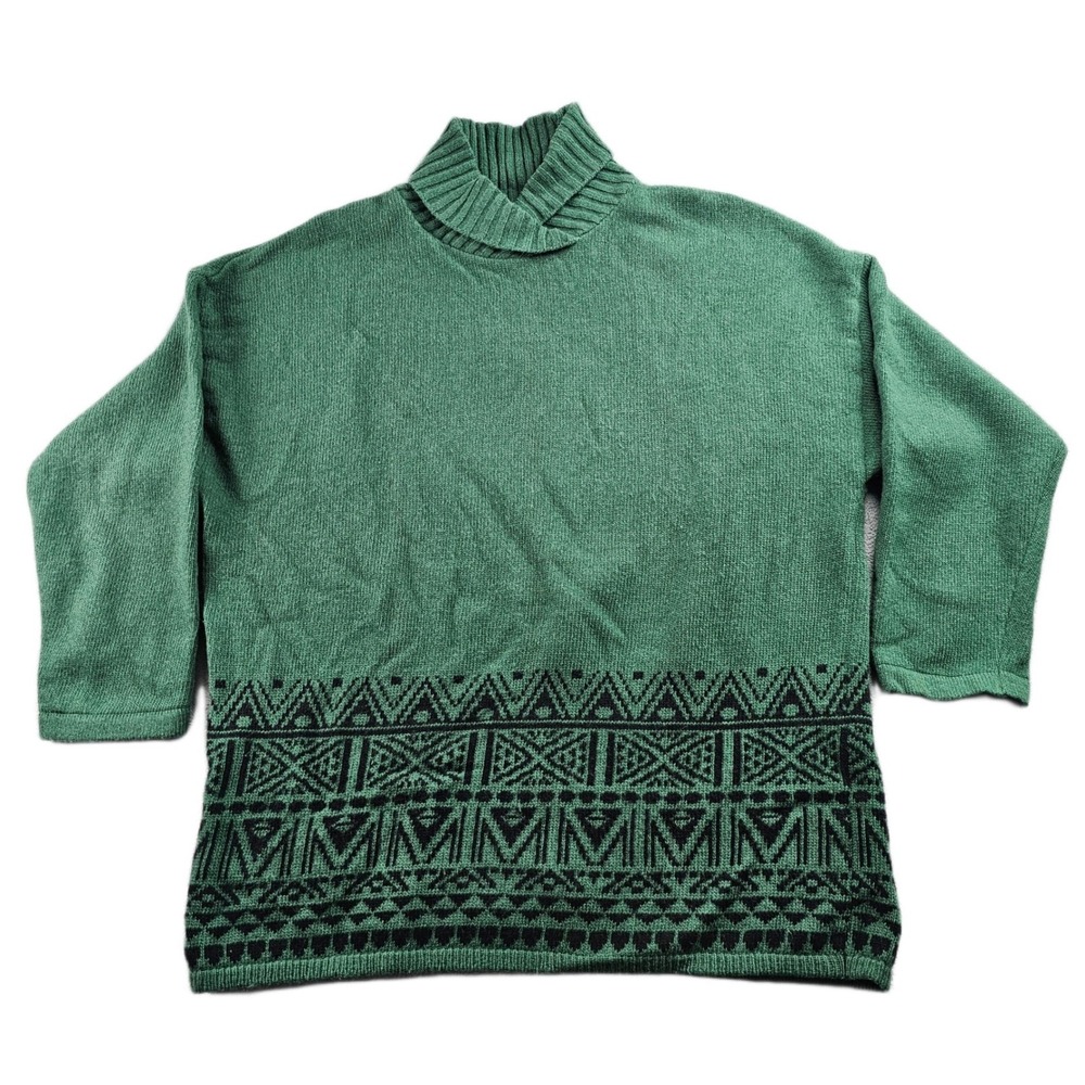 Vintage United Colors of Benetton Sweater Men SZ Small Aztec Tribal Shawl Collar